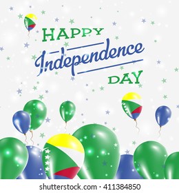 Comoros Independence Day Patriotic Design. Balloons in Comoran National Colors. Happy Independence Day Comoros Vector Greeting Card.