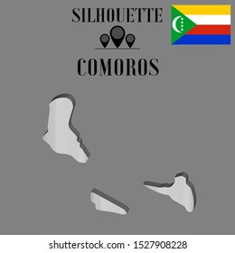 Comoros Island, Moroni world map silhouette vector illustration, creative design background, national country flag, design element, symbols from countries all continents set. 