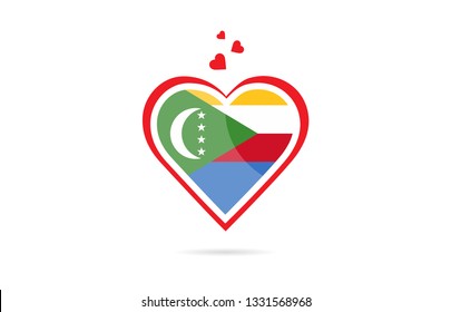 Comoros Islands country flag inside love heart  design suitable for a logo icon design