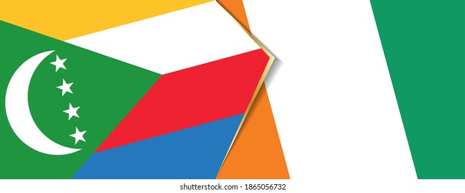 Komoren und Côte d'Ivoire, zwei Vektorflaggen Symbol für Beziehung oder Konfrontation.