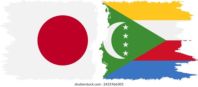 Comoros and Japan grunge flags connection, vector