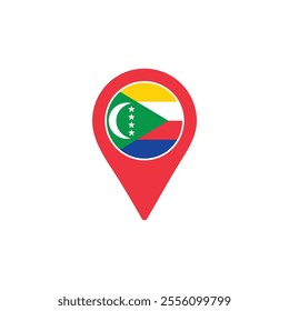Comoros location pin with national flag
