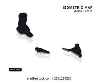 Komoren auf schwarz-weißem Hintergrund mit 3D-isometrischer Vektorgrafik