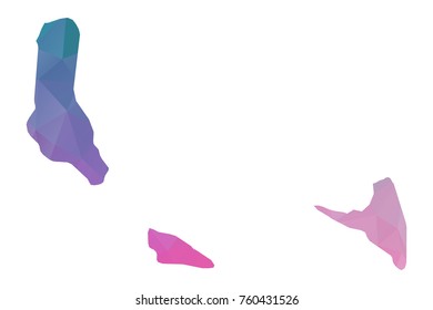 comoros map. Blue and Pink polygonal shape vector illustration on white background. Vector illustration eps 10.