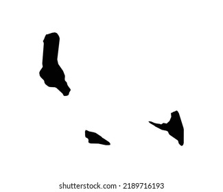 Comoros Map. Comorian Country Map. Black and White National Outline Geography Border Boundary Shape Territory EPS Vector Illustration Clipart