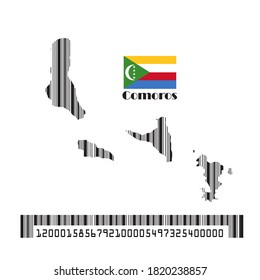 Indicador de mapa de Comoros hecho código de barras, ilustración vectorial.