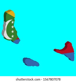 Comoros map flag vector 3D illustration Eps 10