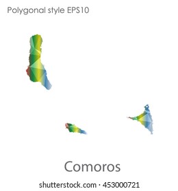 Comoros map in geometric polygonal style.Abstract gems triangle,modern design background. Vector illustration EPS10