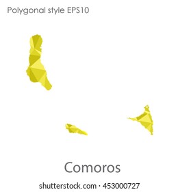 Comoros map in geometric polygonal style.Abstract gems triangle,modern design background. Vector illustration EPS10