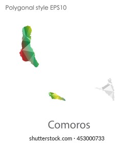 Comoros map in geometric polygonal style.Abstract gems triangle,modern design background. Vector illustration EPS10