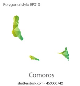 Comoros map in geometric polygonal style.Abstract gems triangle,modern design background. Vector illustration EPS10
