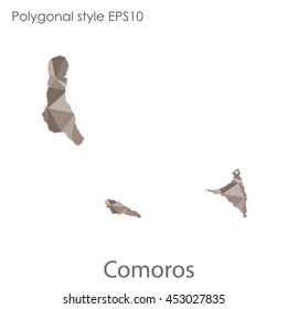 Comoros map in geometric polygonal style.Abstract gems triangle,modern design background. Vector illustration EPS10