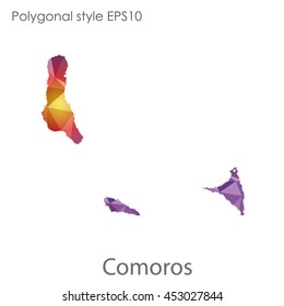 Comoros map in geometric polygonal style.Abstract gems triangle,modern design background. Vector illustration EPS10
