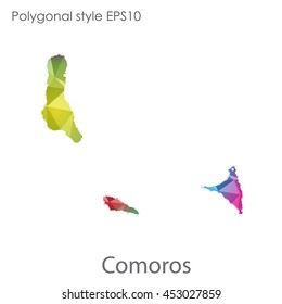 Comoros map in geometric polygonal style.Abstract gems triangle,modern design background. Vector illustration EPS10