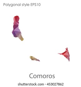 Comoros map in geometric polygonal style.Abstract gems triangle,modern design background. Vector illustration EPS10