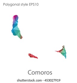 Comoros map in geometric polygonal style.Abstract gems triangle,modern design background. Vector illustration EPS10
