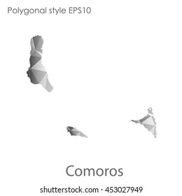 Comoros map in geometric polygonal style.Abstract gems triangle,modern design background. Vector illustration EPS10