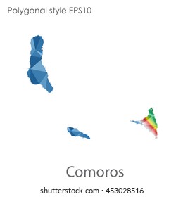 Comoros map in geometric polygonal style.Abstract gems triangle,modern design background. Vector illustration EPS10