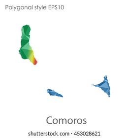 Comoros map in geometric polygonal style.Abstract gems triangle,modern design background. Vector illustration EPS10