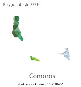 Comoros map in geometric polygonal style.Abstract gems triangle,modern design background. Vector illustration EPS10