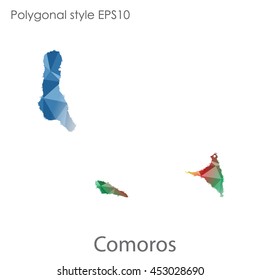 Comoros map in geometric polygonal style.Abstract gems triangle,modern design background. Vector illustration EPS10