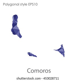 Comoros map in geometric polygonal style.Abstract gems triangle,modern design background. Vector illustration EPS10