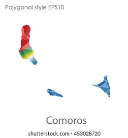 Comoros map in geometric polygonal style.Abstract gems triangle,modern design background. Vector illustration EPS10