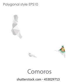 Comoros map in geometric polygonal style.Abstract gems triangle,modern design background. Vector illustration EPS10