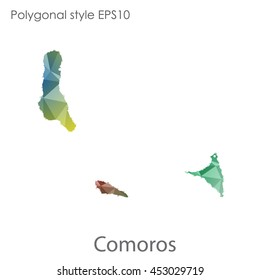Comoros map in geometric polygonal style.Abstract gems triangle,modern design background. Vector illustration EPS10