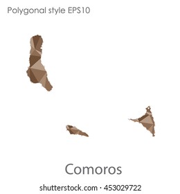 Comoros map in geometric polygonal style.Abstract gems triangle,modern design background. Vector illustration EPS10