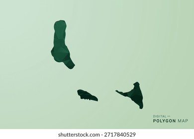 Comoros Map - Green Polygon Style Vector Illustration, Low Poly Geometric Design with Clean Silhouette on soft green Background.