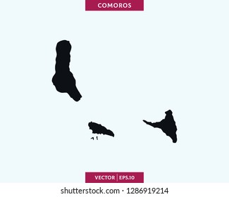 Comoros Map. High Detailed Silhouette Map In Soft Background - Vector.