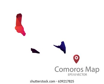 comoros map polygon colorful vector eps10