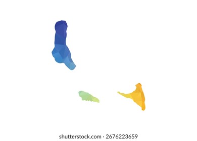 Comoros Map - Polygon Style Vector Illustration in Rainbow Gradient, Low Poly Multicolor Geometric Design, Isolated on White Background, Suitable for Reports, and Creative Projects.