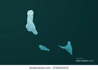 Comoros Map - Ilustración vectorial de estilo polígono en diseño geométrico de bajo poli verde y azul, silueta mínima limpia para infografía.