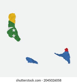 Mapa de Comoros de estilo poligonal sobre fondo blanco. Ilustración vectorial eps 10.