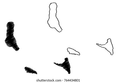 Comoros map vector illustration, scribble sketch Union of the Comoros