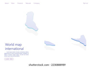 Comoros Map - World map International vector template with isometric style including shadow, purple and blue color isolated on white background for design, website - Vector illustration eps 10