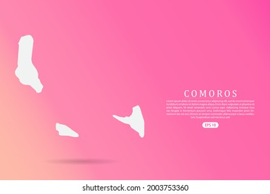 Comoros Map - World map vector template with 3d white color on Pink gradient background for infographic - Vector illustration eps 10