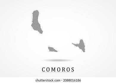 Comoros Map - World map vector template with Black dots, grid, grunge, halftone style isolated on white background for education, infographic, design - Vector illustration eps 10