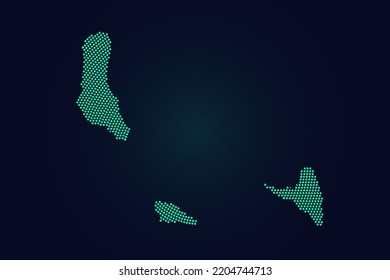 Comoros Map - World map vector template with green dots, grid, grunge, halftone style isolated on dark background for education, infographic, design, website - Vector illustration eps 10