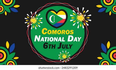 Comoros National Day  vector banner design with geometric shapes and vibrant colors on a horizontal background. Happy Comoros National Day modern minimal poster.