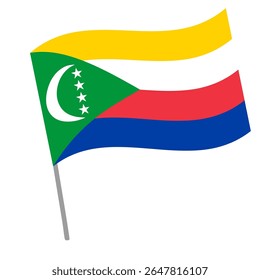 Comores bandeira nacional flutters com mastro