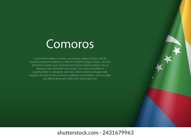 Comoros national flag isolated on dark background with copyspace