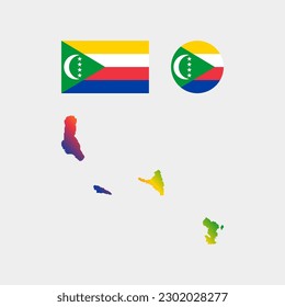 Bandera nacional de las Comoras y vectores de mapas......