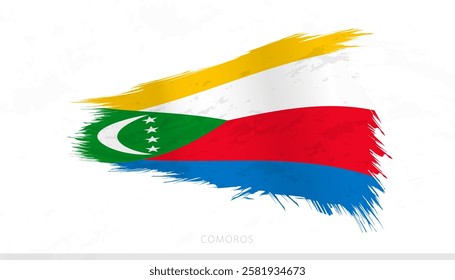 Comoros National Flag with Textured Brush Strokes. Artistic Brush Stroke Design.