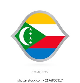 Comoros national team flag in style for international basketball competitions. Vector sign.