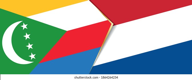 Comoros and Netherlands flags, two vector flags symbol of relationship or confrontation.