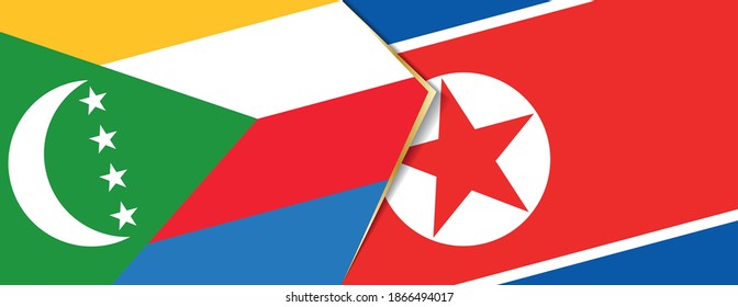 Comoros and North Korea flags, two vector flags symbol of relationship or confrontation.
