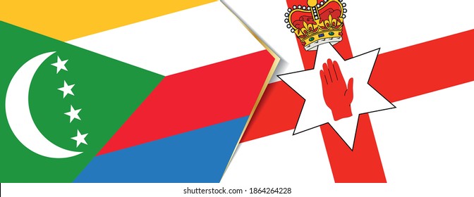 Die Komoren und Nordirland-Flaggen, zwei Vektorflaggen Symbol für Beziehung oder Konfrontation.